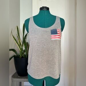 Grey American Flag Top w/ Pocket large